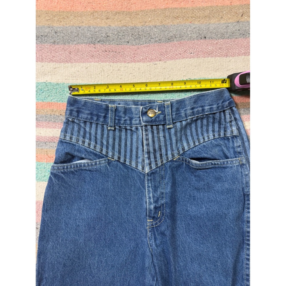 Vintage 80s Chic High Waist Tapered Jeans Striped Denim Women's 8/9 - Picture 4 of 6